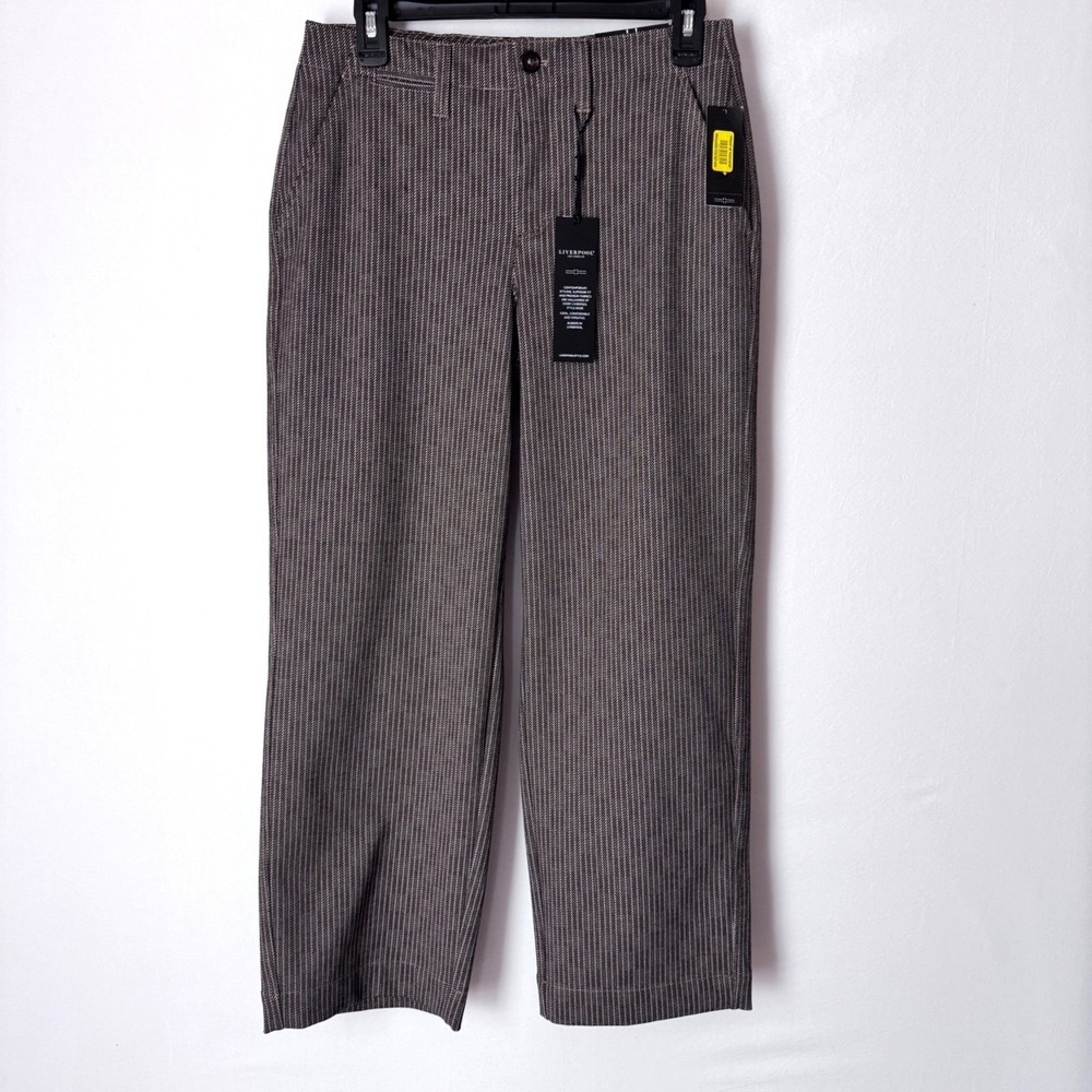 Liverpool Wide Leg Crop Pants Women 4/27 Brown NWT